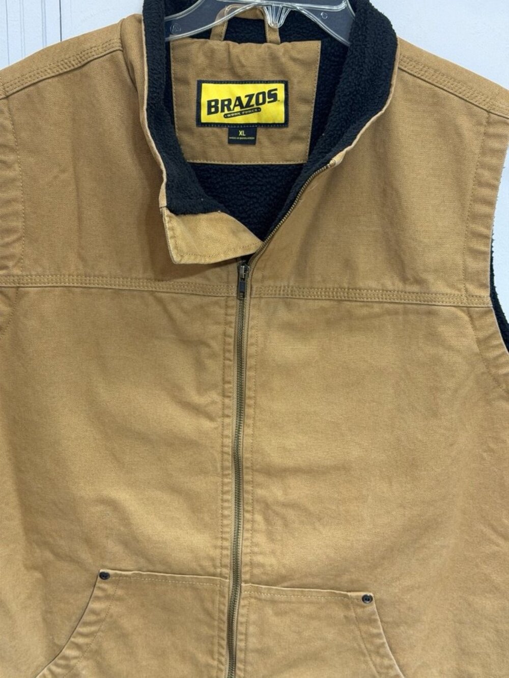Brazos Vest Mens XL Brown Canvas Full Zip Sherpa Lined Heavy Duty Work Wear